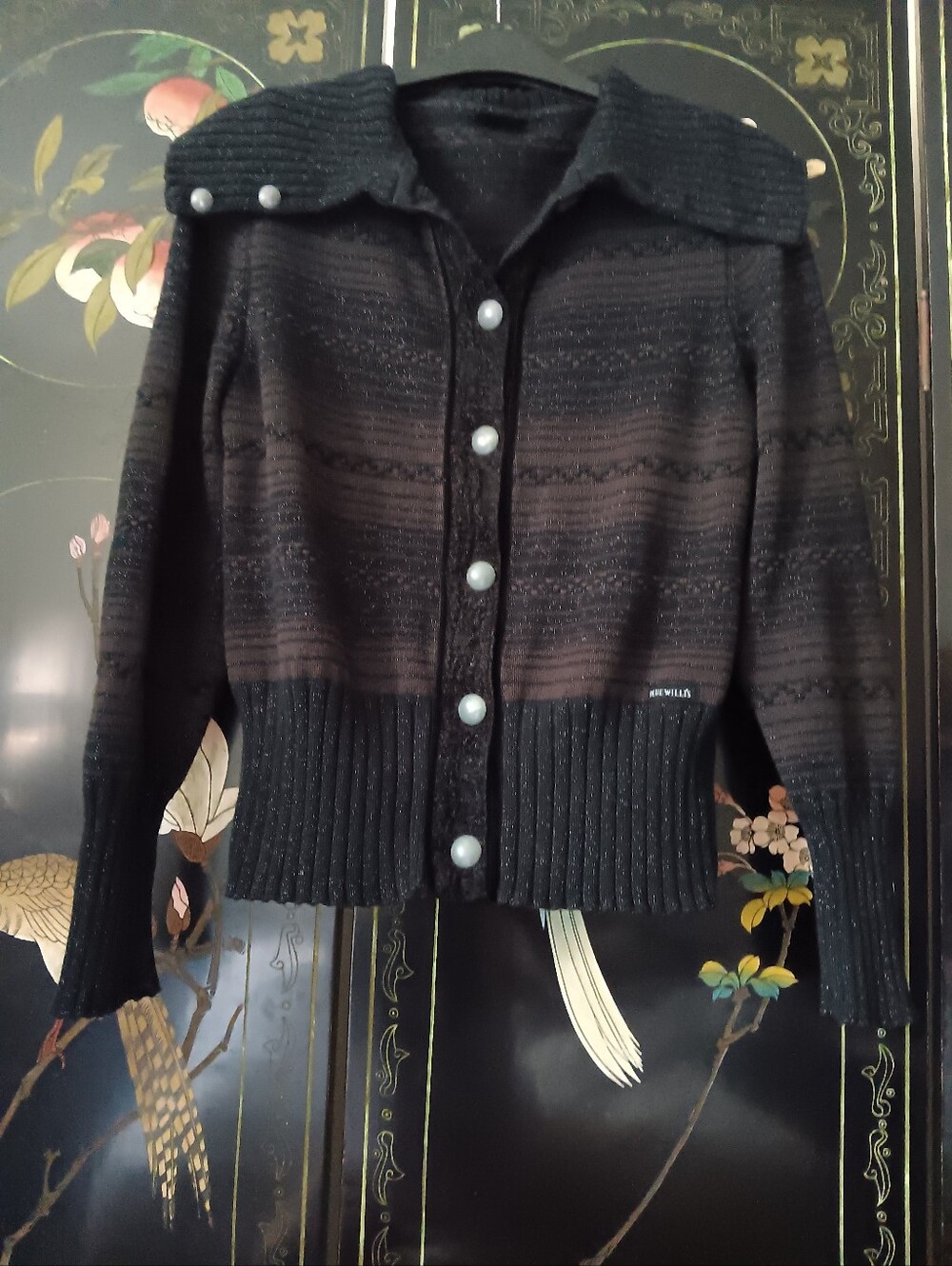 Blue Willi's Black and Brown Stripe Button-Front Women's Sweater